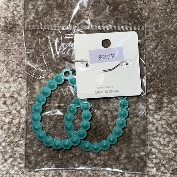 Rhinestone hooks dangle earrings turquoise - Picture 2 of 3